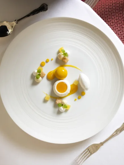 Coconut Mousseline Compressed-Pineapple and White Rum dish at The Ritz Restaurant