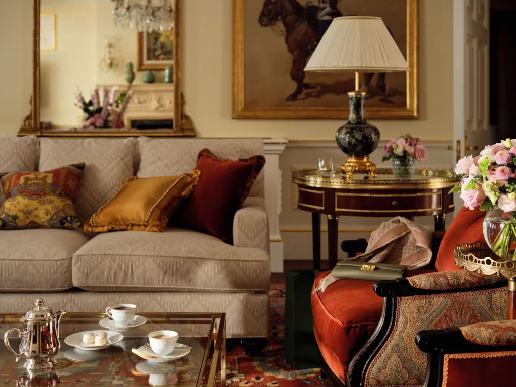 The sofa in The Prince of Wales Suite