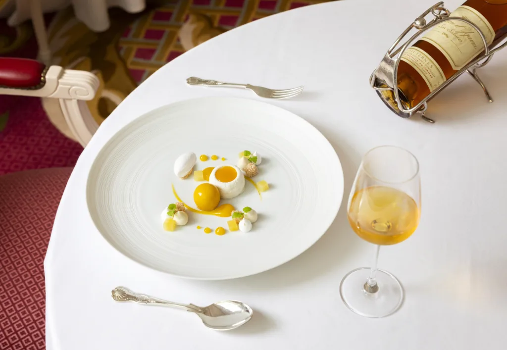 Coconut Mousseline Compressed-Pineapple and White Rum dish at The Ritz Restaurant