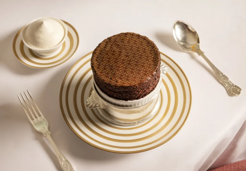 Ritz Chocolate Soufflé, Vanilla Chantilly in The Ritz Restaurant