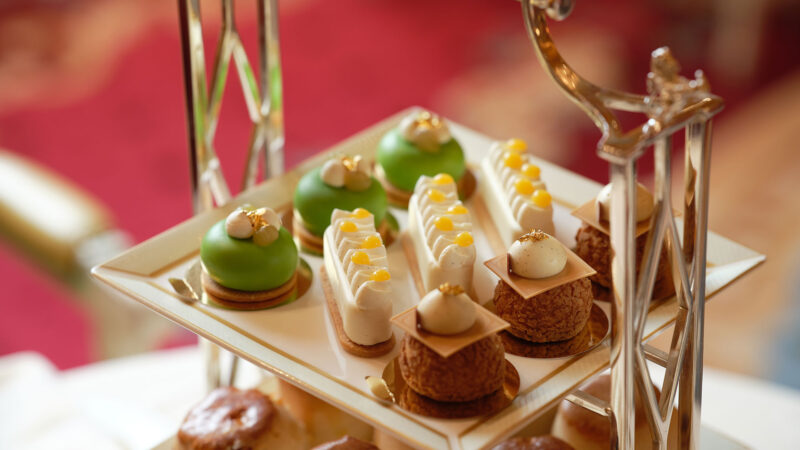 A plate of afternoon tea pastries