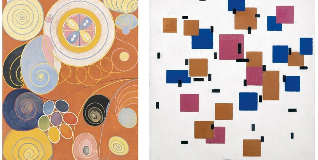 Klimt and Mondrian works side by side