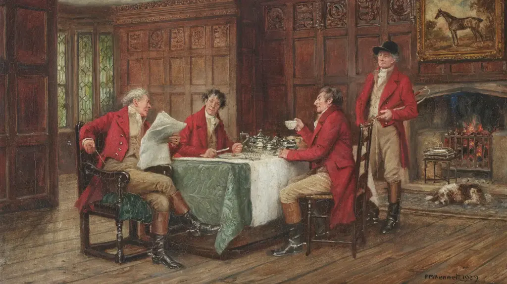 Painting of Members of the gentry having breakfast