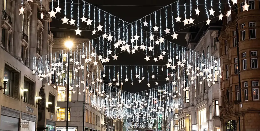 Star Christmas lights on oxford street
