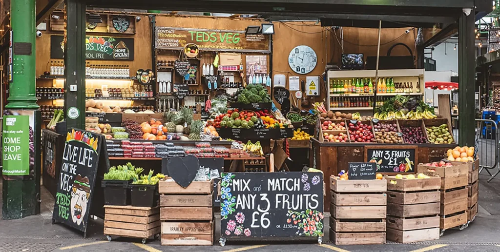 Fruit and vegetable market stall